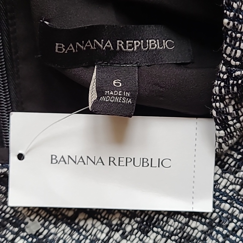 NWT Banana Republic Tweed Black White Asymmetrical Mock Neck Dark Academia - Picture 5 of 12